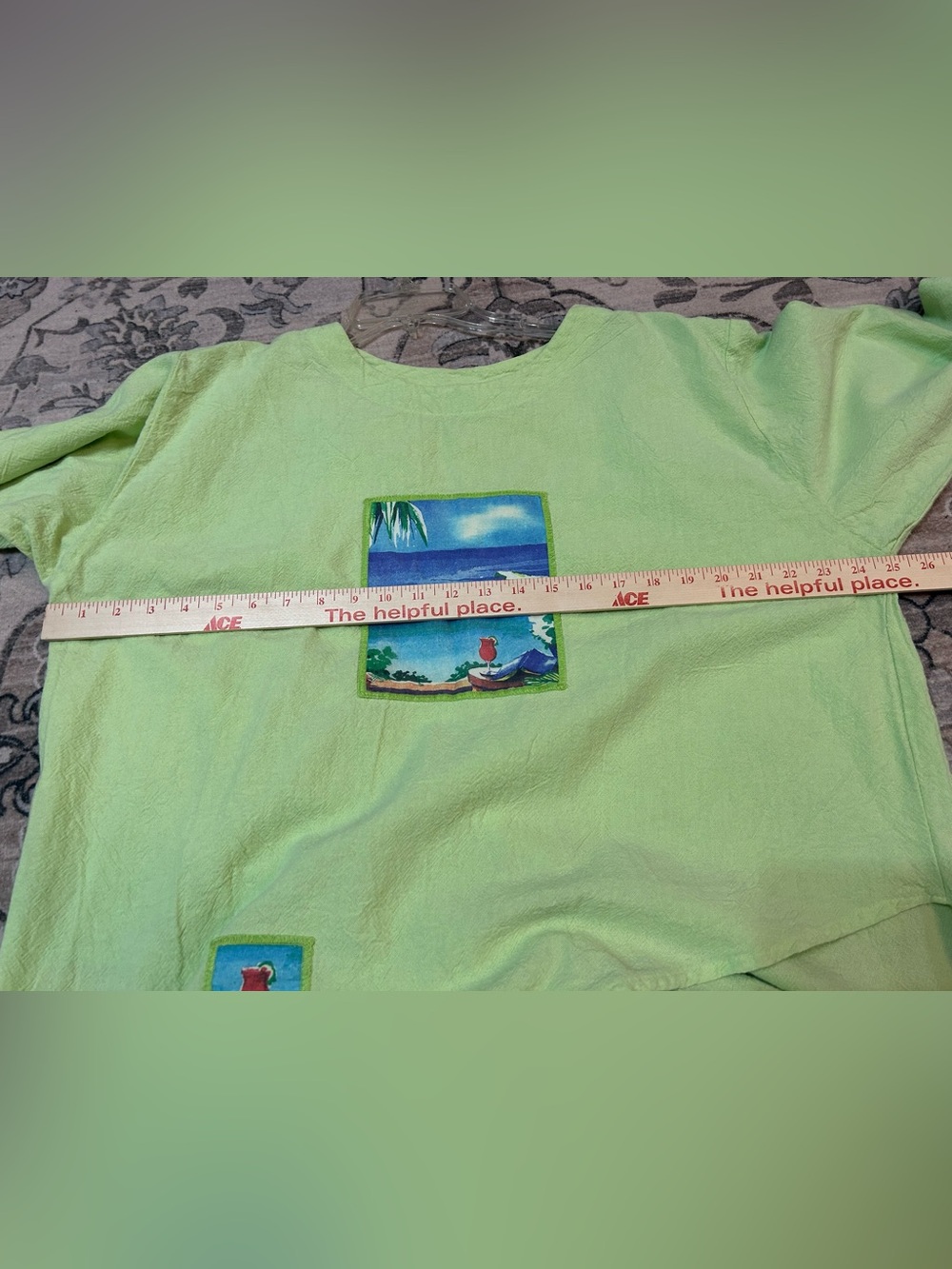 Vintage Beachy Resort Wear Outfit Size XL Green Tropical Lagenlook Oversized Fun - Picture 7 of 7